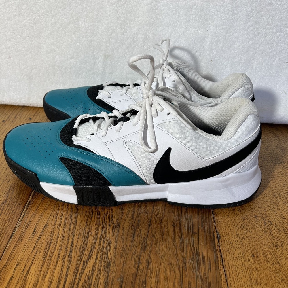 Nike Mens Size 13 Court Lite 4 White Radiant Emerald Athletic Tennis Shoes